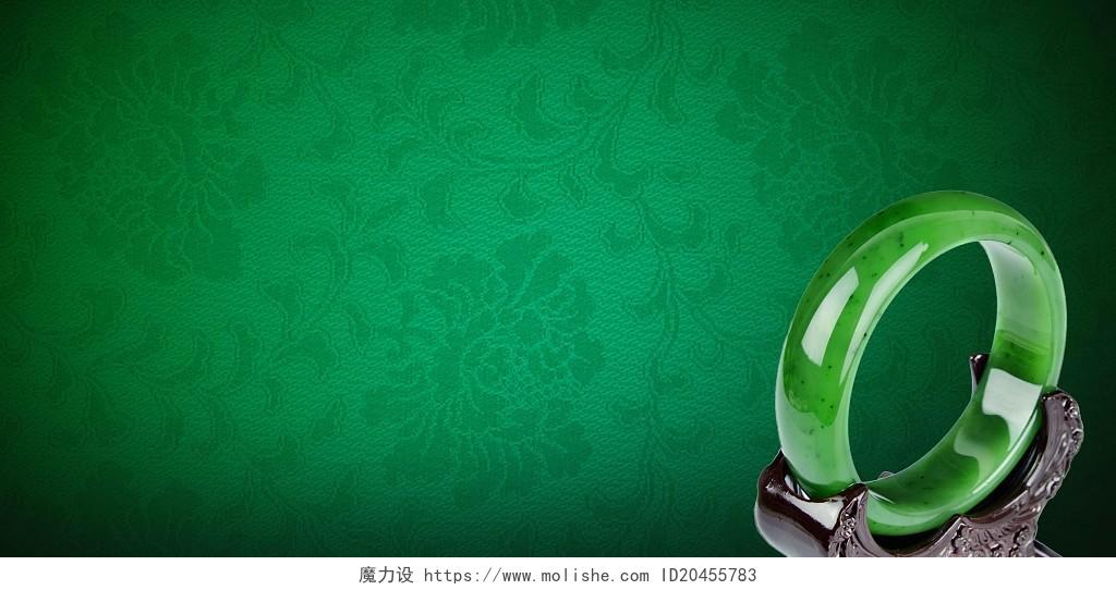 绿色古典玉器珠宝电商海报展板背景珠宝首饰背景